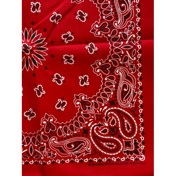 Paisley Small Floral Flower Red Black 22"x22" 100% Cotton Bandanna